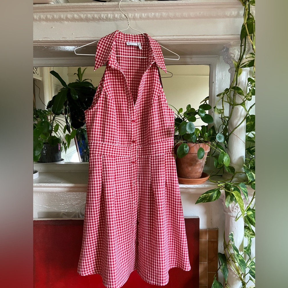 Super cute ASOS gingham skater dress in red/white, size 2